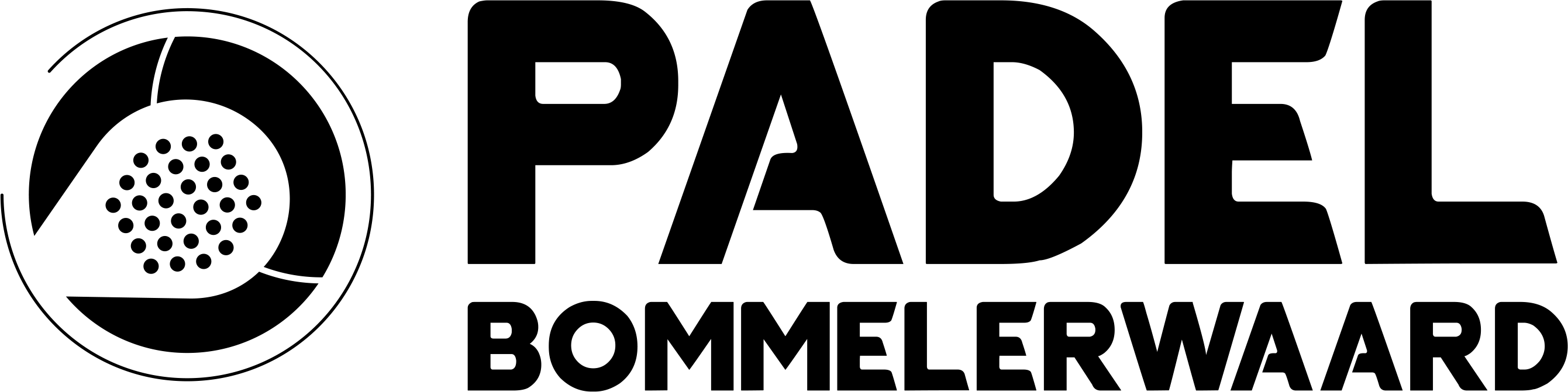 Compact logo in zwart van Padel Bommelerwaard.