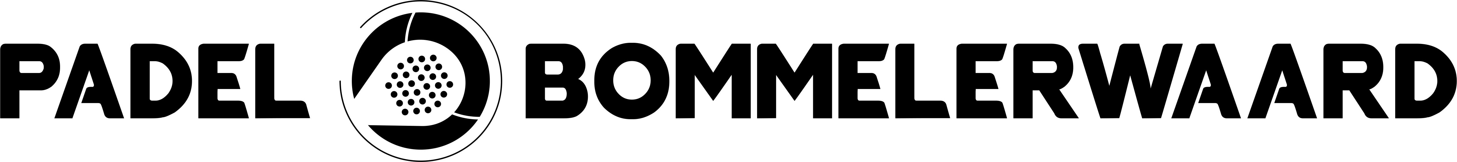 Langgerekt logo van Padel Bommelerwaard zwart.